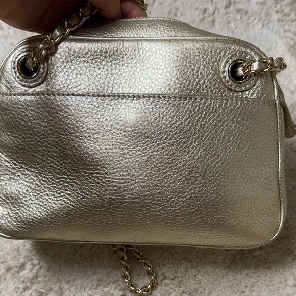 Tory Burch Metallic Gold Leather Thea Chain Crossbody